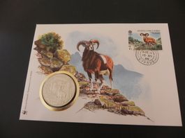 Münzbrief WWF Zypern 1 Pound 1986 - Mufflon