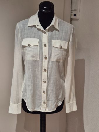 Damen Hemdbluse weiss langarm mit Knopfleiste BALMAIN