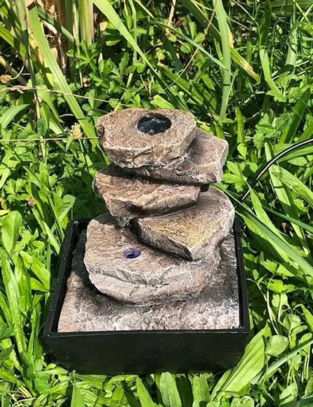 Stagni & Fontane ornamentali: + Zimmerbrunnen klein Steinplatten mit LED-Beleuchtung – Nuovo e nell'imballaggio originale da Amriswil venduto da JaJa-Express 1