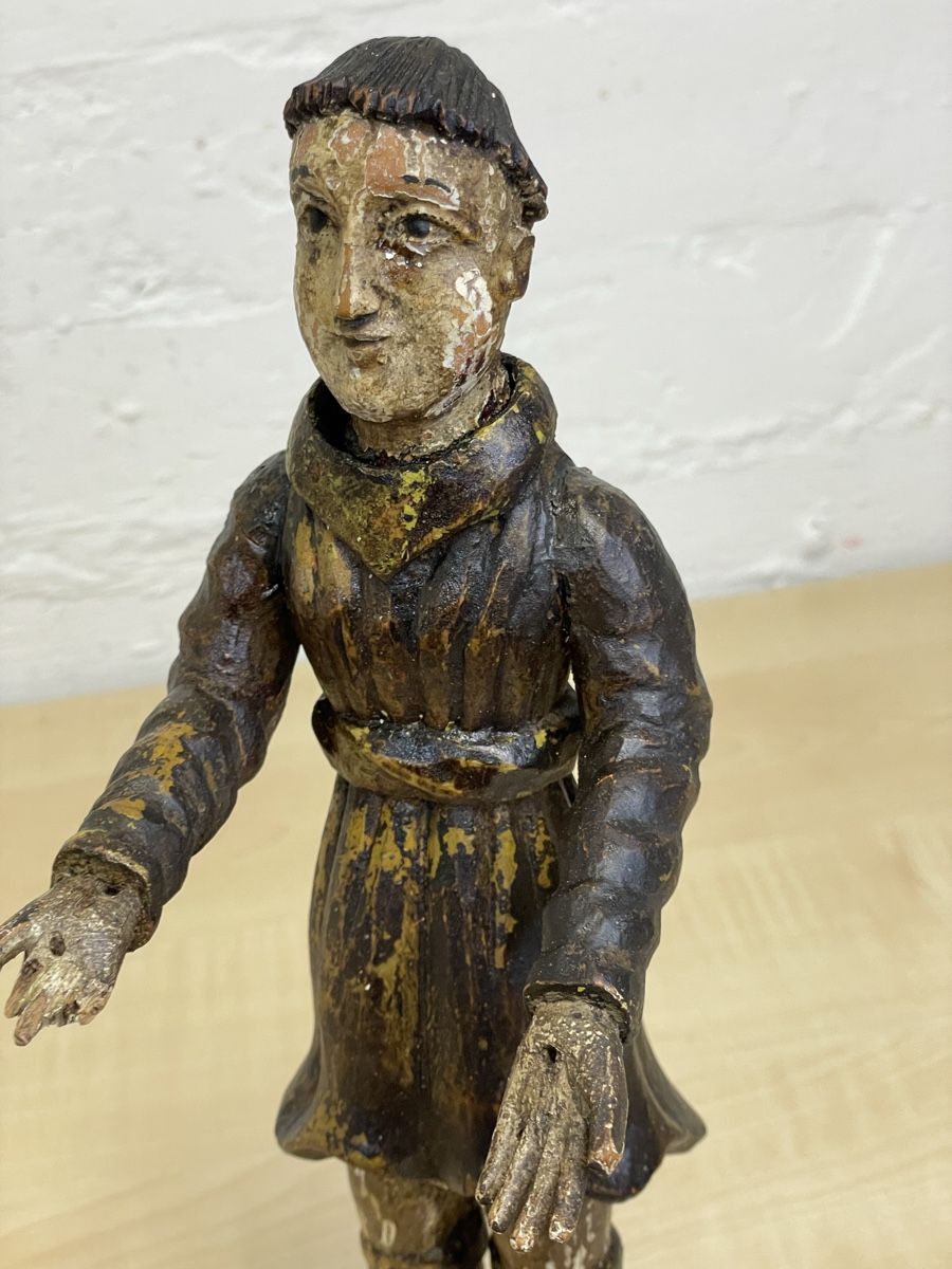 Sculture & Statue: Antike Holzfigur, Mönch, geschnitzt, bemalt, 30cm – Usato da Locarno venduto da Osvaldo61 3