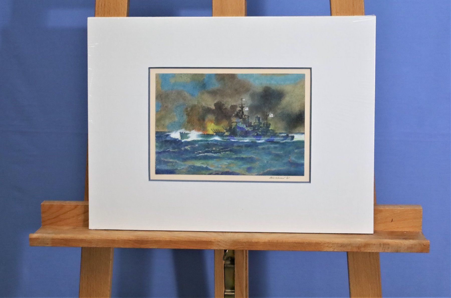 Akermann, Aquarell, Schlachtschiff, signiert u. datiert 1961 (Gebraucht ...
