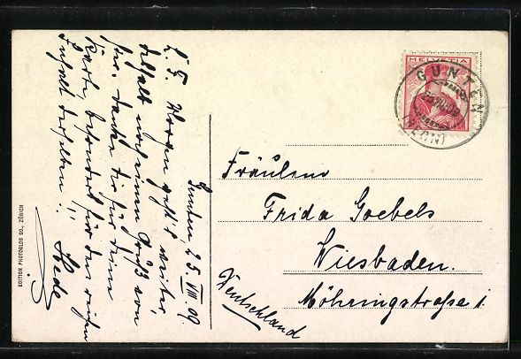 Cartoline postali: AK Gunten, Häuserpartie am Thunersee – Usato da Berlin venduto da bartko-reher 1