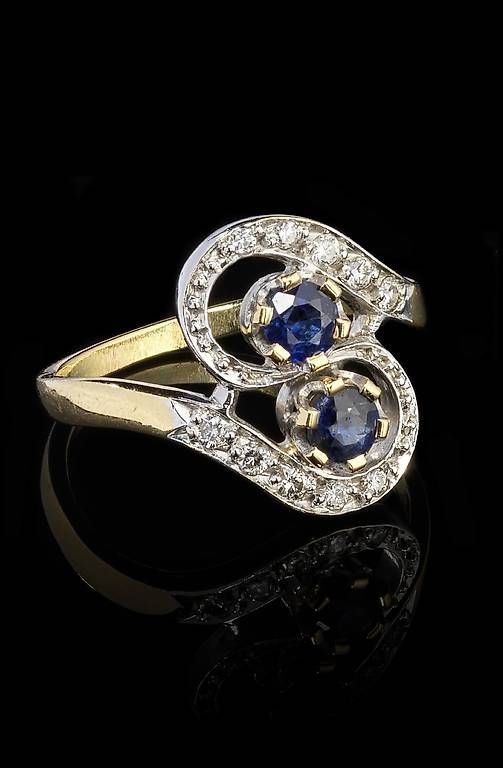 Anelli: Deux bagues or diamant et saphir – Usato da Les Acacias venduto da NSanthagens 1