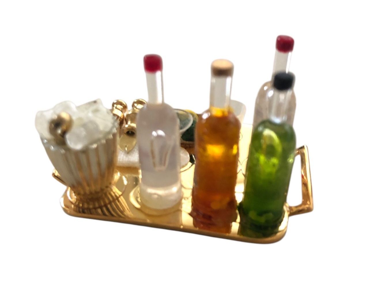 Puppenhäuser & -möbel: exclusive 1:12 Miniaturen "Bar-Set"  Messing-Tablett – Neu und originalverpackt aus Pratteln von Dollshop 3