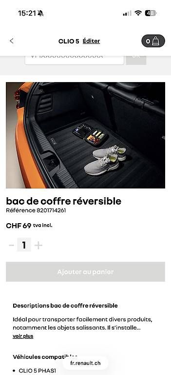 Tapis / Bacs: Tapis de coffre et tapis intérieur Clio 5  – D'occasion à Boudry par maz_d79g 2