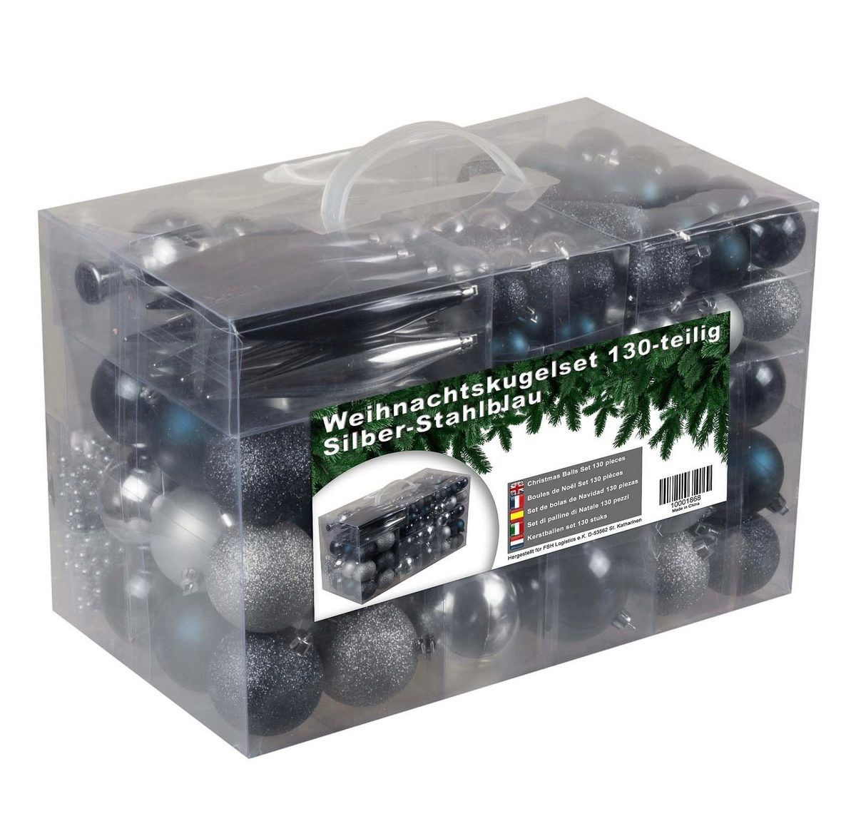 Tutte le decorazioni: Riesen Weihnachtskugelset 130 tlg Silber/Stahlblau – Nuovo e nell'imballaggio originale da Basel venduto da Seifehuesli 4