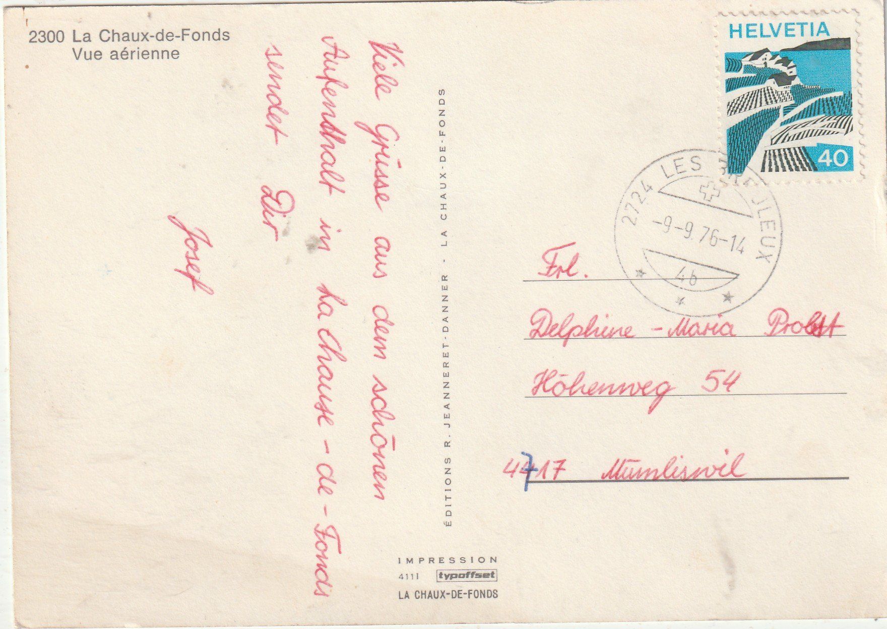 Cartoline postali: La Chaud de Fonds – Usato da Lumbrein venduto da made02 1