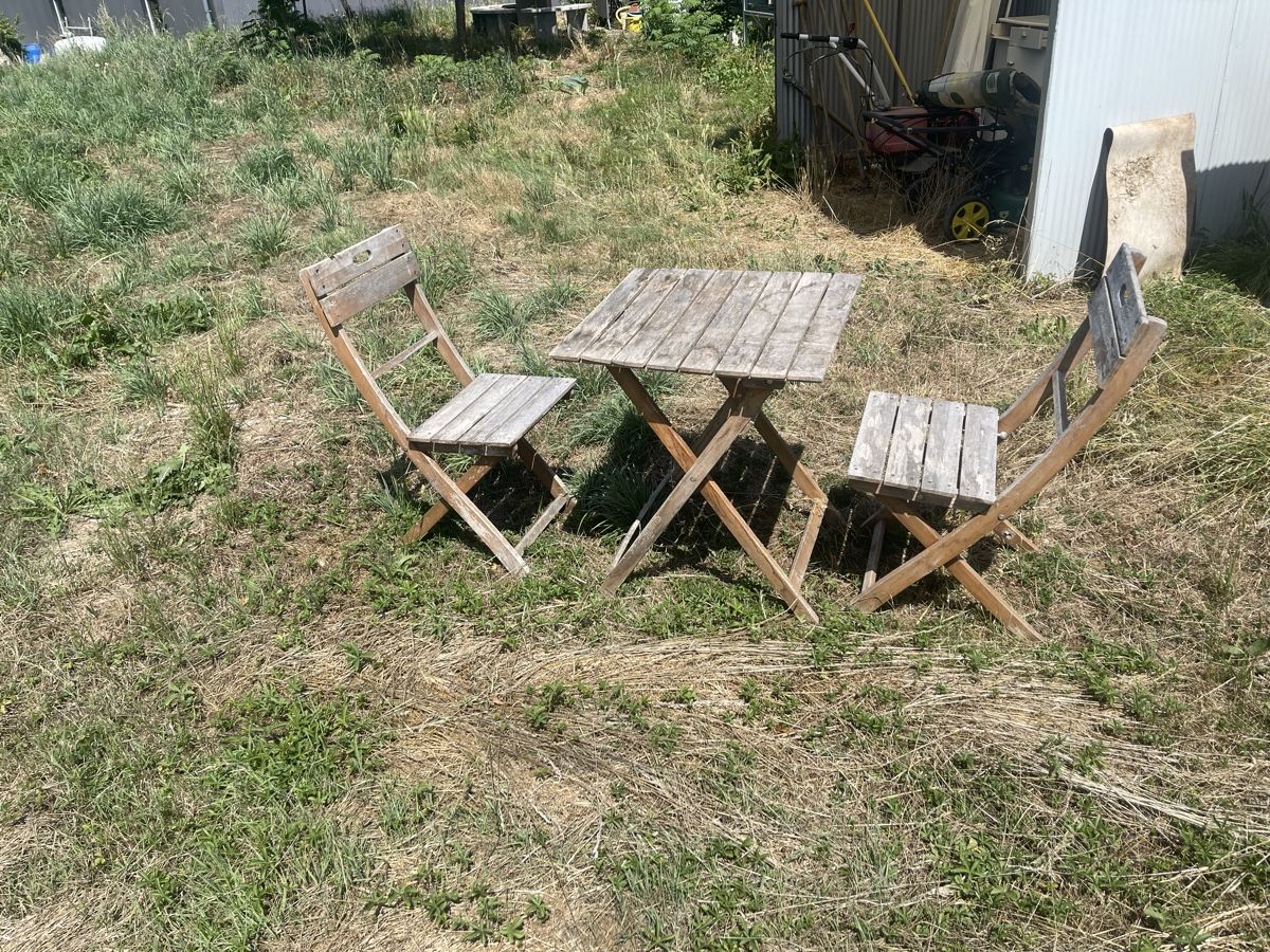 Tischset: Gartentisch mit 2 Stühlen Holz Klappbar gebraucht – Gebraucht aus Wängi von Bmo 4