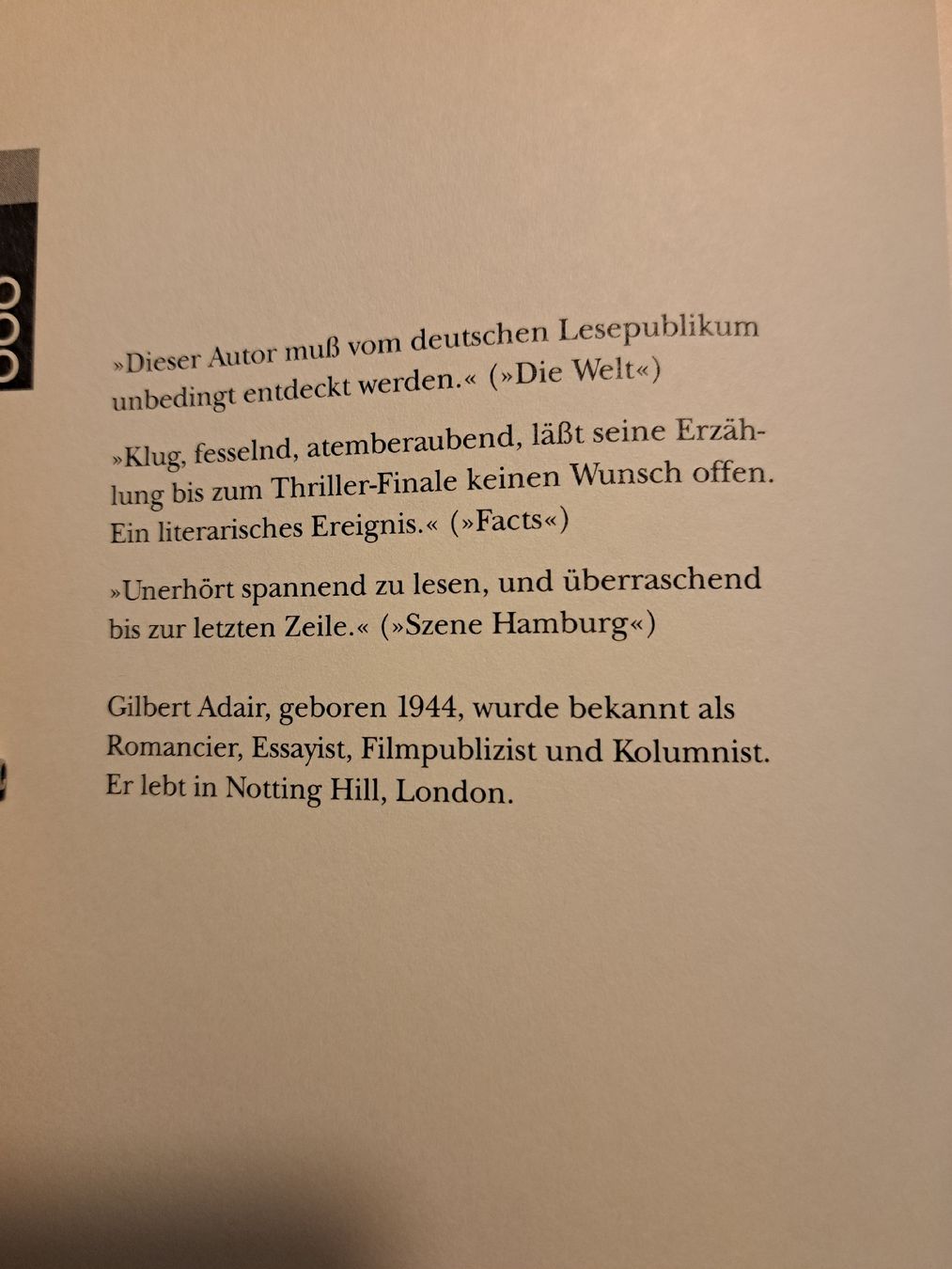 Libri: Blindband / Gilbert Adair / Roman – Usato da Ottenbach venduto da Rasenmaeeher 2
