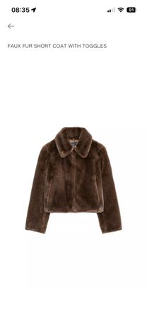 ZARA FAUX FUR SHORT COAT WITH TOGGLES