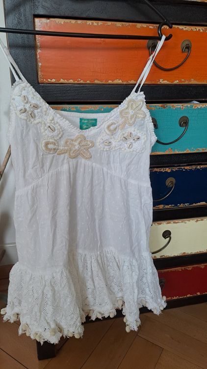 Top Gilet Blanc Brodé Exetera - Taille S (équivalent 1) - Occasion En Très Bon état