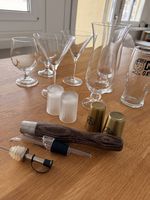 Verre à cocktail et bière + mortier