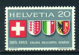 1965, Wallis, Neuenburg, Genf, 150 Jahre, Nr.432 ** (1)