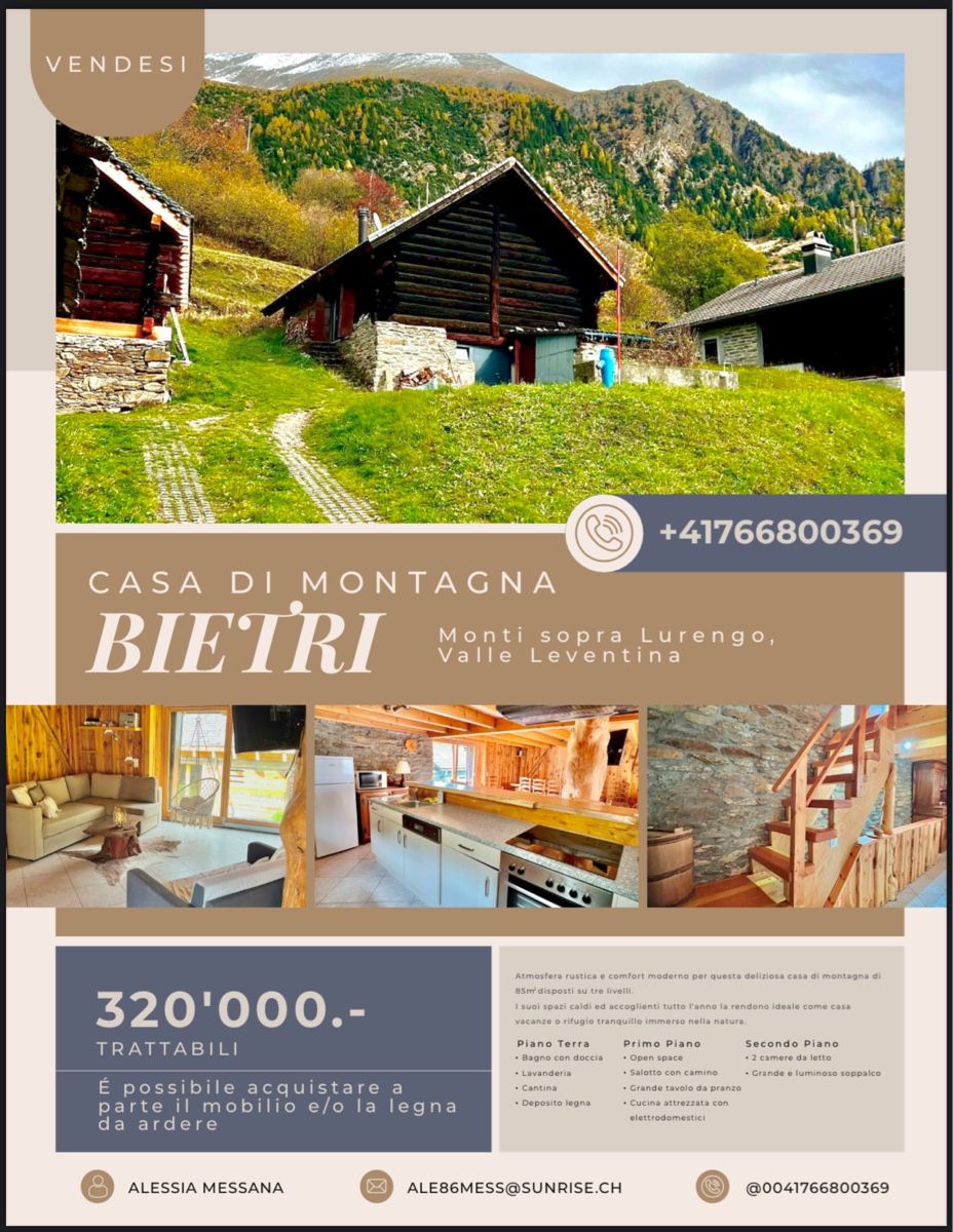 Rifugi: CASCINA BIETRI ABITABILE DA SUBITO – Nuovo (secondo la descrizione) da Brè sopra Lugano venduto da micheleschmid