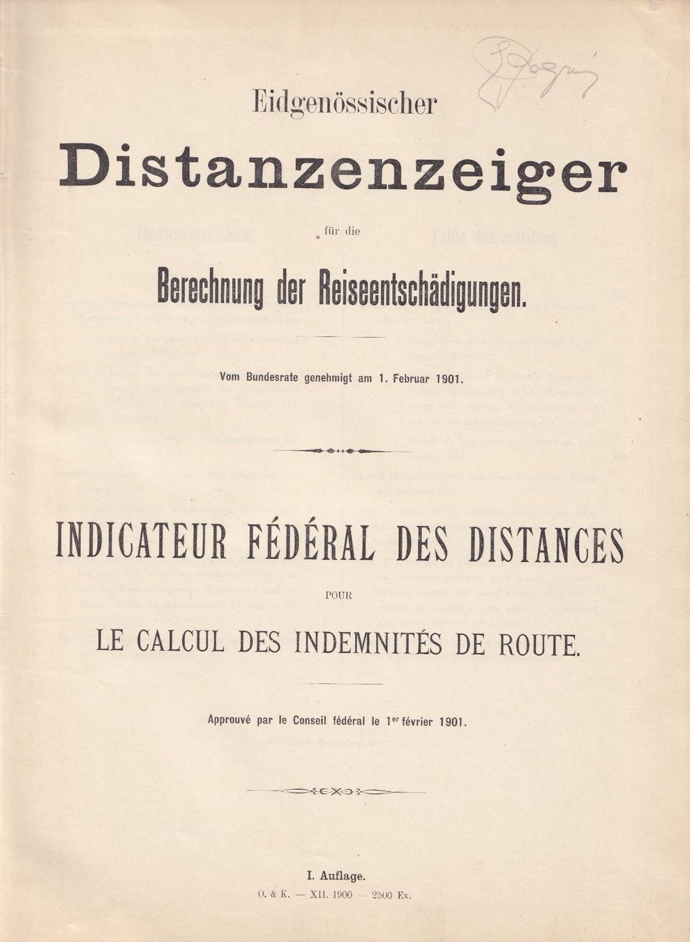 Libri: Distanzenzeiger - Indicateur de distances 1901 – Usato da Bern venduto da scorpionmaximus 1