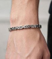 Bracciale uomo color argento in acciaio inox 22 cm nuovo