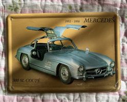 Blechschild Postkarte Mercedes 300 SL Coupé Oldtimer