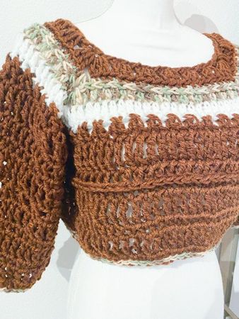 gehäkelt Mini Top Schulterwärmer Sleeveless braun bunt
