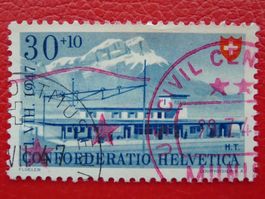 1947, B37 (Pro Patria) mit rotem Stempel, seltene Entwertung