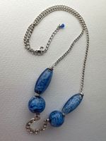 Elegante Halskette mit blauen Murano Glasperlen - Neuwertig!