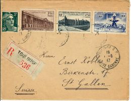 R-Brief Toulouse nach St.Gallen  1947