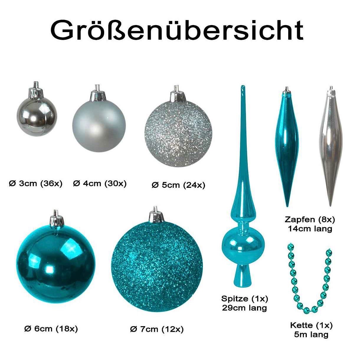 Tutte le decorazioni: Riesen Weihnachtskugelset 130 tlg Aqua/Silber – Nuovo e nell'imballaggio originale da Basel venduto da Seifehuesli 2