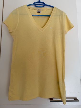 Tommy Hilfiger T-Shirt gelb Grösse S Damen Sommer V Ausschni