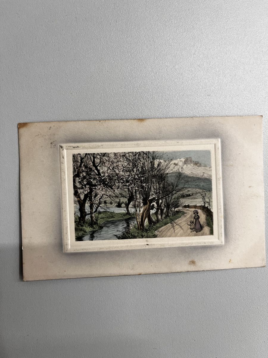 Cartoline postali: Alte Ansichtskarte mit Landschaft und Frauengestalt – Usato da Muttenz venduto da Totkel
