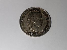 Pièce rare 20 Centimes,Helvetia 1943, belle pièce