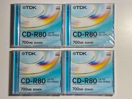Vier TDK CD-ROM Recordable 700MB