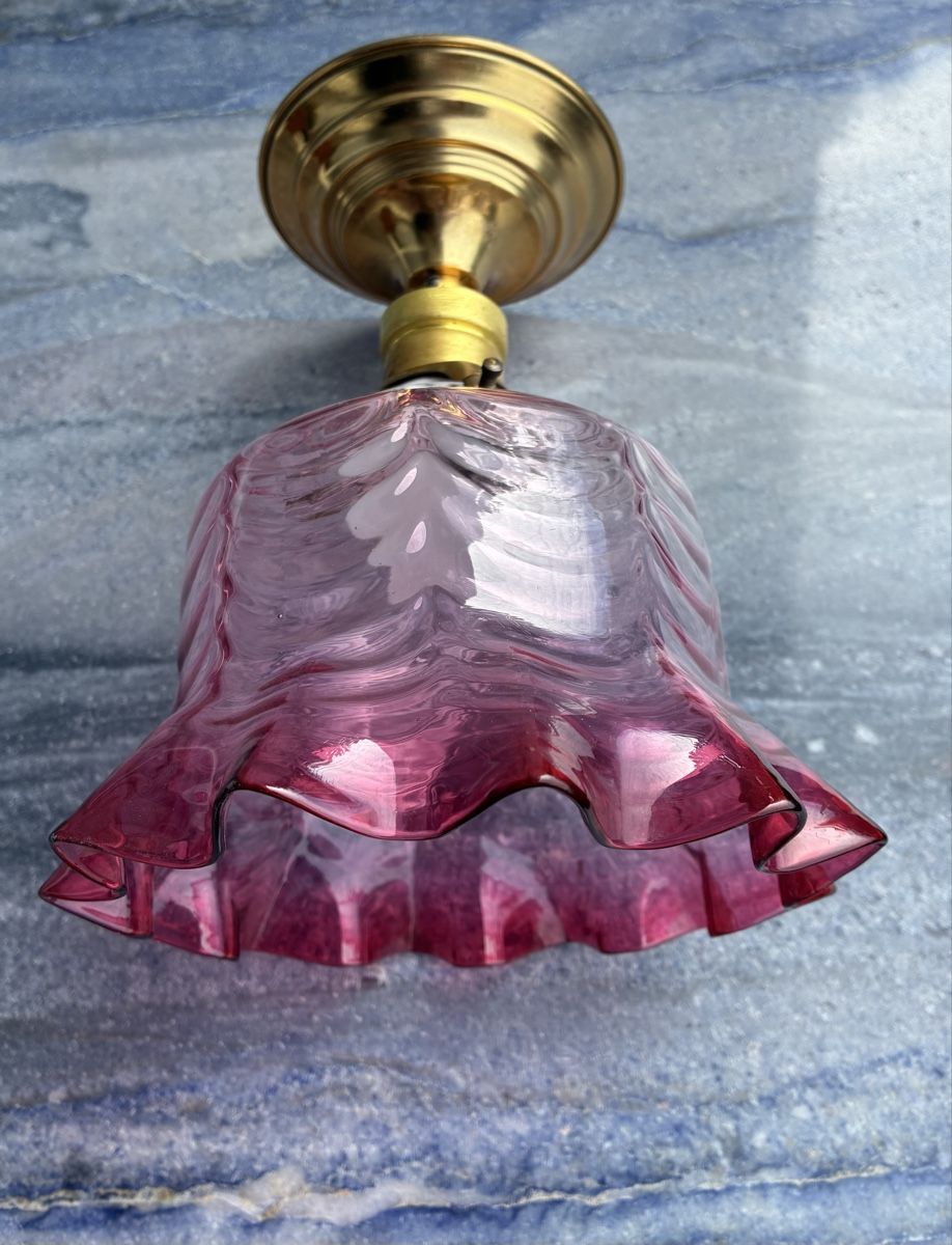 Lampadari & plafoniere: Antik Jugendstil Deckenlampe  mit Cranbeery Glas – Usato da Zürich venduto da Artnuvo 3