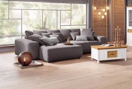 Grosses L-Sofa / Wohnlandschaft mit 1 ausziehbaren Sitz