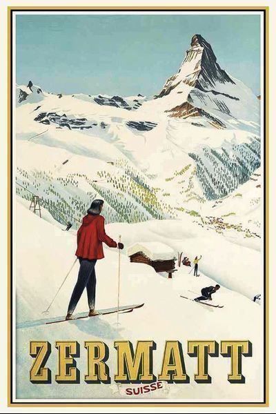 Insegne: Blechschild-ZERMATT MIT SKIFAHRER/MATTER – Nuovo e nell'imballaggio originale da Rupperswil venduto da big-one-sale