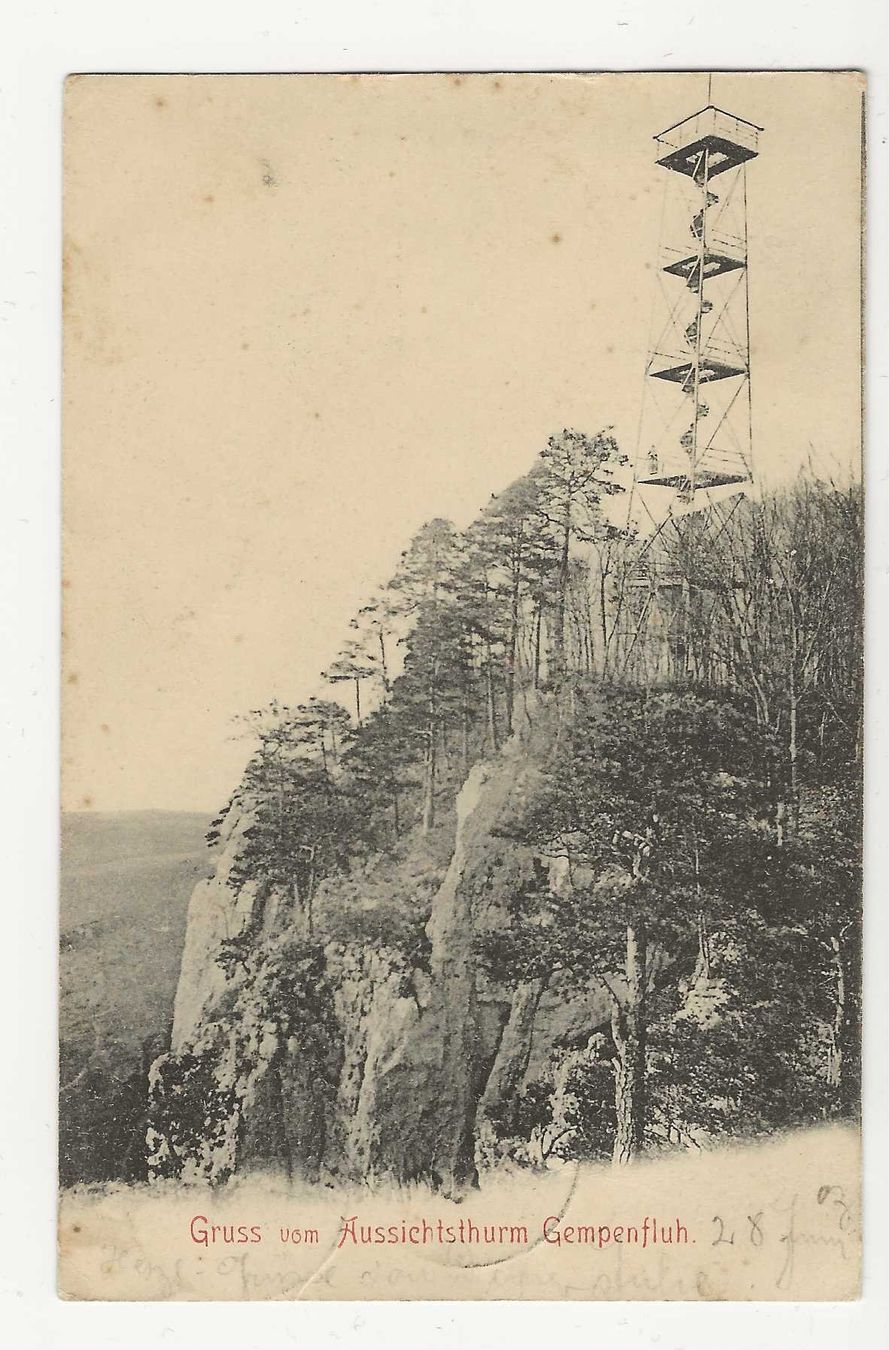 Ansichtskarten: GRUSS VOM AUSSICHTSTURM  GEMPENFLUH    1903 – Gebraucht aus Küttigen von rolypo
