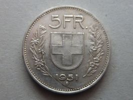 5 Fr.  1951  - ungereinigt  -