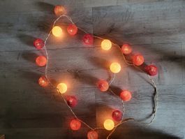 Lichterkette, Baumwollkugeln, Top Zustand!