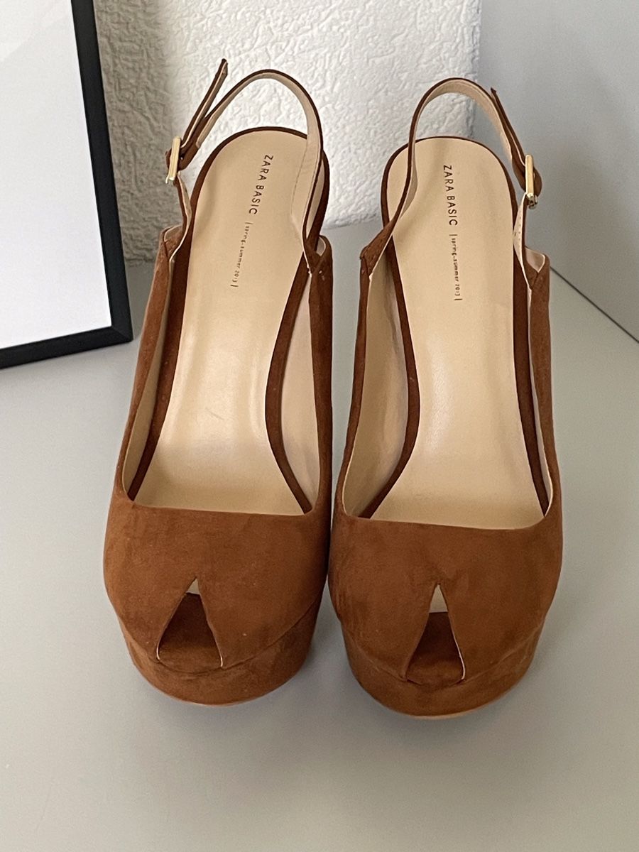 Zara Scarpe da donna: Zara Basic, talons hauts en daim marron, taille 38 neufs – Nuovo e nell'imballaggio originale da Vuadens venduto da Nina11