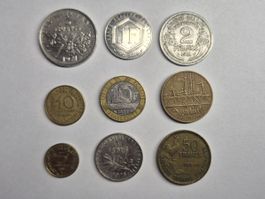 Lot de 9 pièces France (1941 - 1988)