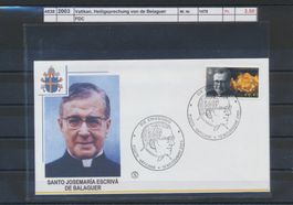 2003 Vatikan, "Heiligsprechung von de Belaguer", FDC