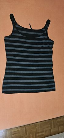 Gestreiftes Träger-Top, schwarz-grau, Grösse L, Top Zustand