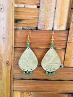 Messing Ohrhänger mit Aventurin - boho- gipsy- ethnic style