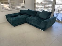 Ecksofa Stoff dunkelgrün petrol. Bubble Sofa