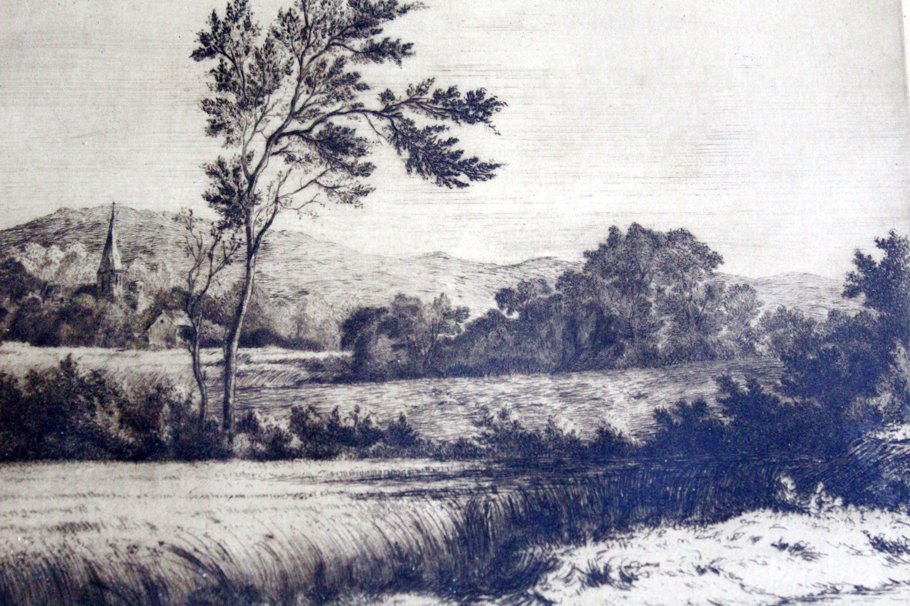 Gemälde: EUGEN LINDENBERG (Germany, 1877-?) Landschaft mit Kirche – Gebraucht aus Bern von Arting