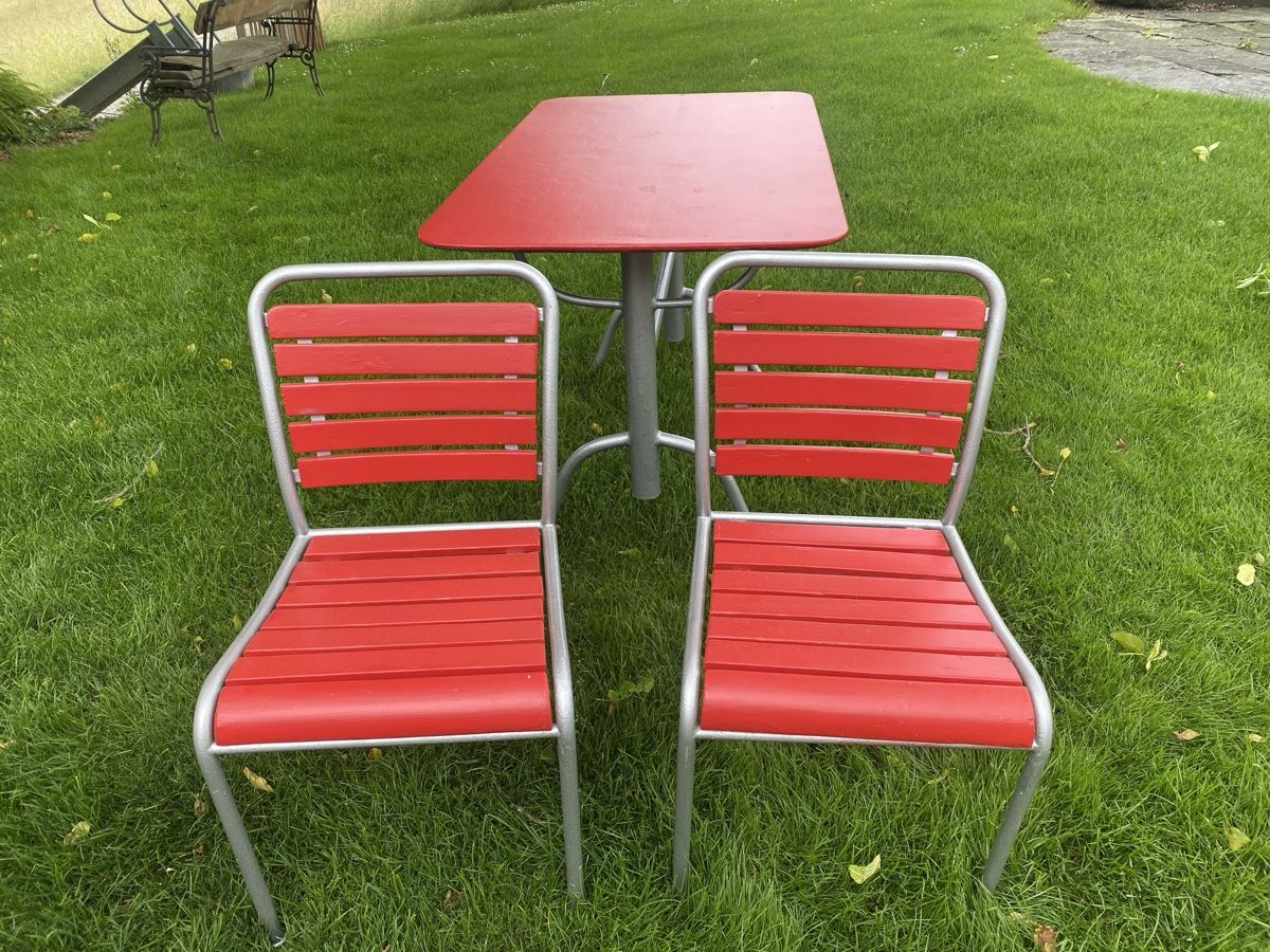 Set di tavolo e panche: Alter Eisentisch Blechtisch – Usato da Bülach venduto da Farmerpower7 1