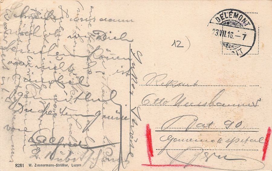 Cartoline postali: Delémont, circulée 1916 poste militaire BATAILLON 90 – Usato da Frauenfeld venduto da POML 1