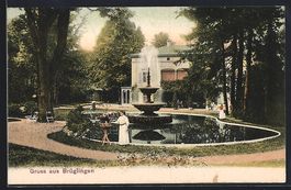 AK Brüglingen, Park mit Springbrunnen