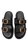 Tamaris Sandalen Schwarz Gr. 40 Leder Schnallen Pantoletten