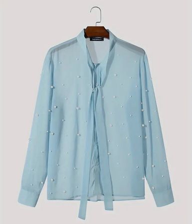 perfekter Auftritt - stylische/edle Bluse mit Perlen, L/XL