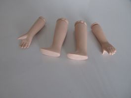 Puppenarme + Puppenbeine, Hände + Füsse, Porzellan, Ersatz