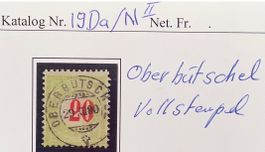 Schweiz Nachportomarken OBERHÜTSCHEL 1890 (Bern) Vollstempel